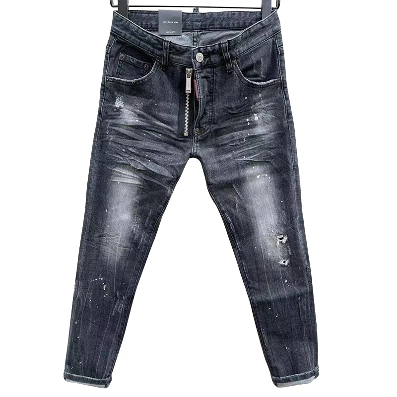 Новинка 100 930-1 тянущиеся мужские джинсы-стрейч с рисунком обтягивающие синие