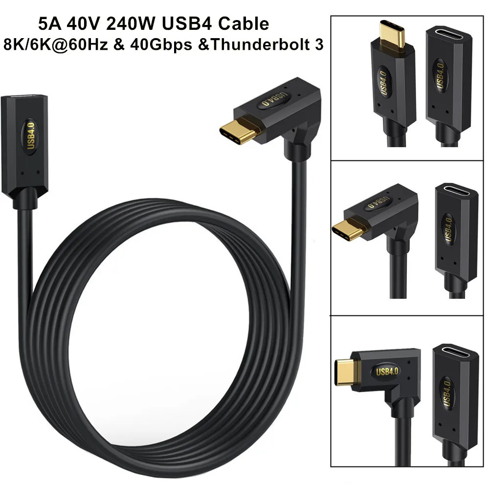 Wholesale USB4 Type-C Male to Female Extension Cable 8K60HZ Lightning Multifunctional 240W 5A 40V Fast Charging
