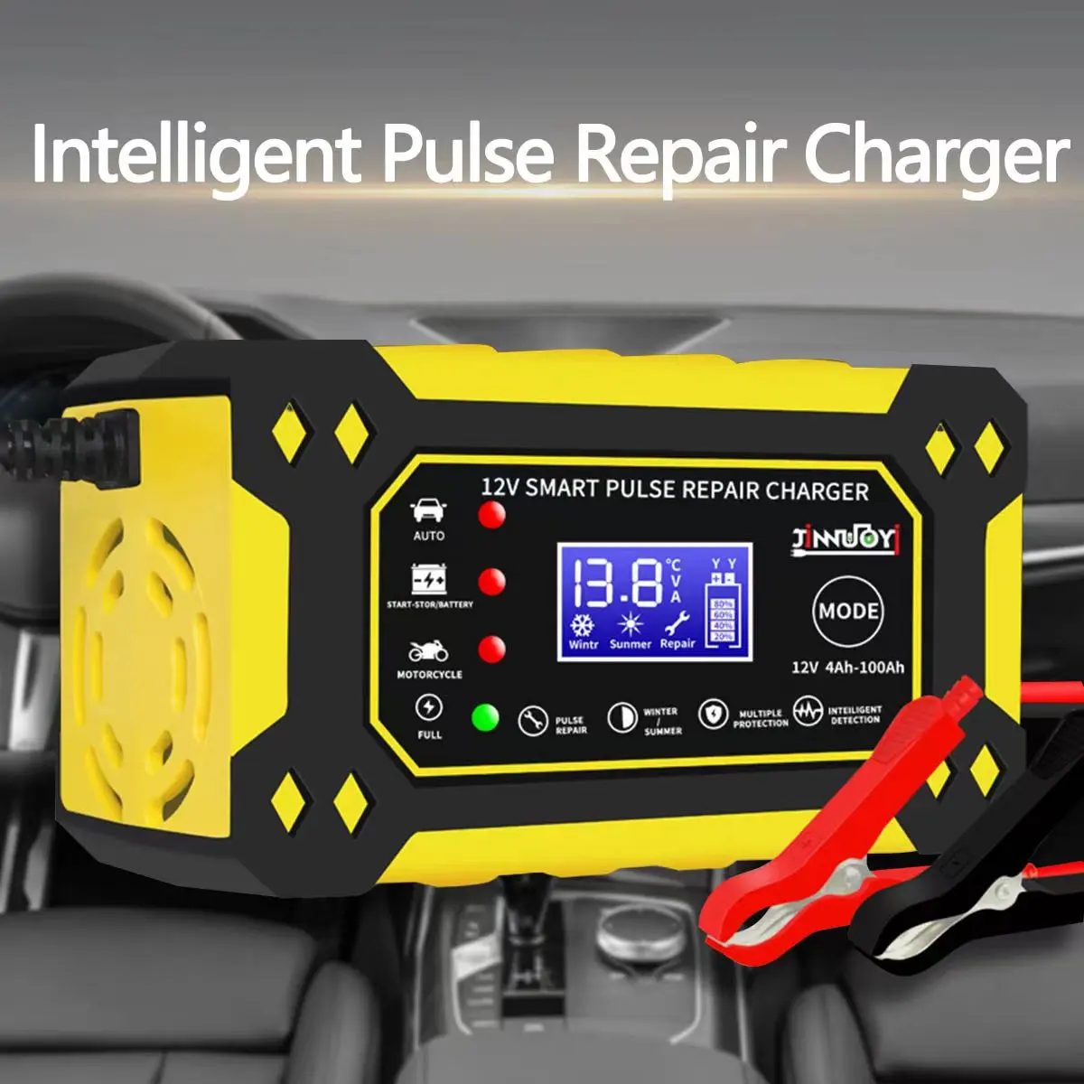 

Car Battery Charger 12V EU Automatic Smart Fast Car Charger 12V Digital Display Power Puls Repair Chargers Wet Dry Lead Acid