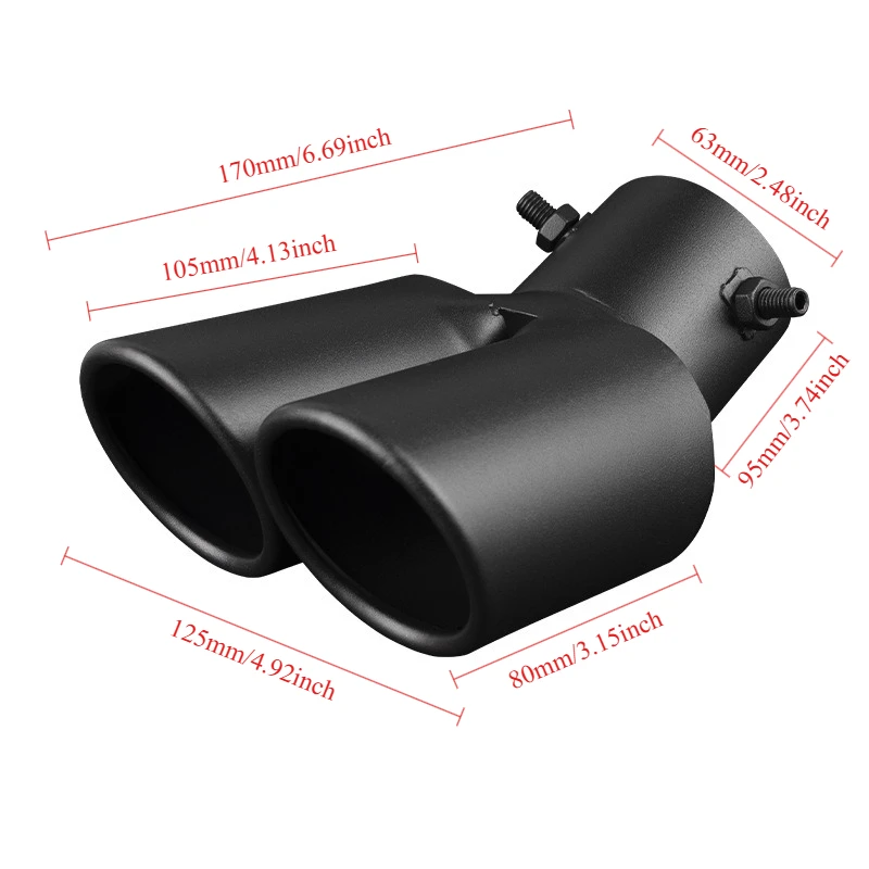 

63 мм 2,5 "впускной автомобильный глушитель, наконечник из нержавеющей стали, двойная труба, отделка, модифицированный автомобильный задний хвостовой вкладыш для большинства автомобилей