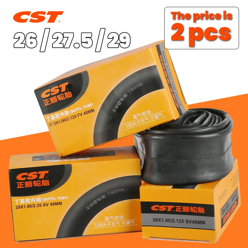 

CST 2PCS Bicycle Tube 26 27.5 29 Inch For Mountain Bike Schrader Presta Butyl Rubber Tube MTB Inner Tube