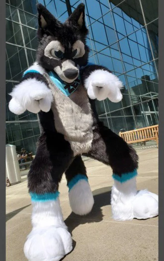 

Пушистый меховой костюм, волк, Хаски, собака, талисманы, костюмы, реквизит для фильма, шоу, Хэллоуин, день рождения, вечеринка, уличное событи...