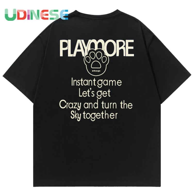 

Футболка хлопковая UDINESE y2k для мужчин и женщин, модная рубашка с коротким рукавом и принтом кошачьей лапы в стиле Харадзюку, кавайная одежда, ...