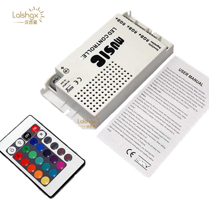 

Music Sound Controller with 3 Channels 9A 24key IR Remote Control for 5050 3528 5630 RGB LED Strip Light DC12-24V