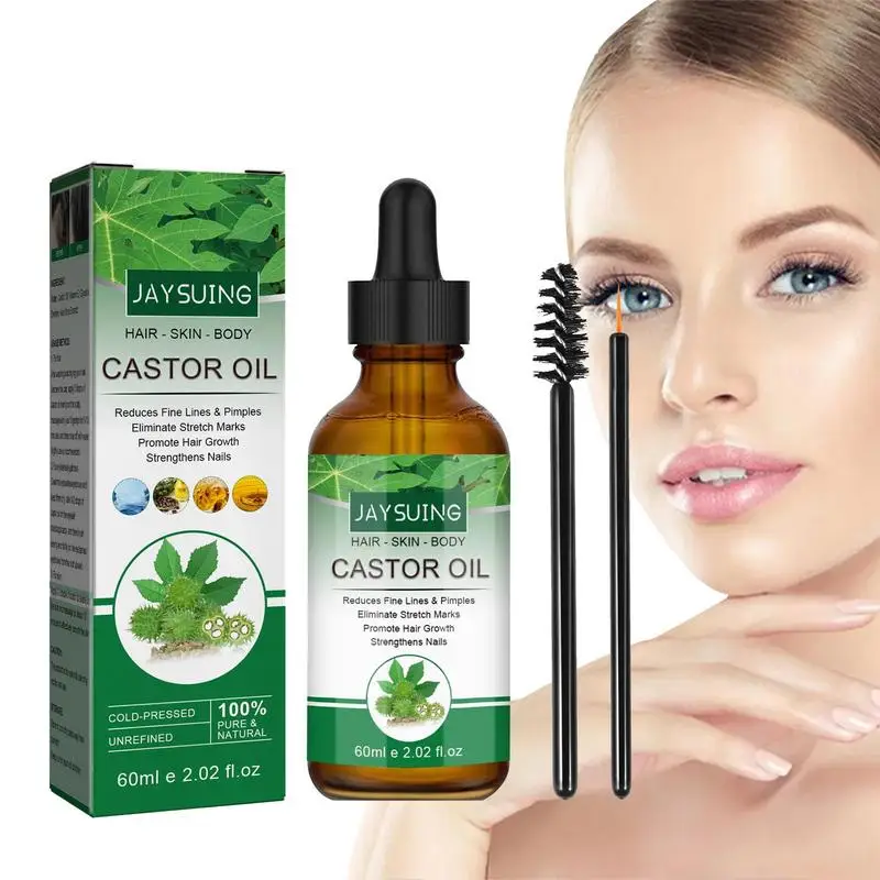 

Eyebrow Castor Oil 60ml Multifunctional Castor Essence Hair Thickening Products For Scalp Beard Chest Eyelashes Eyebrows Hair
