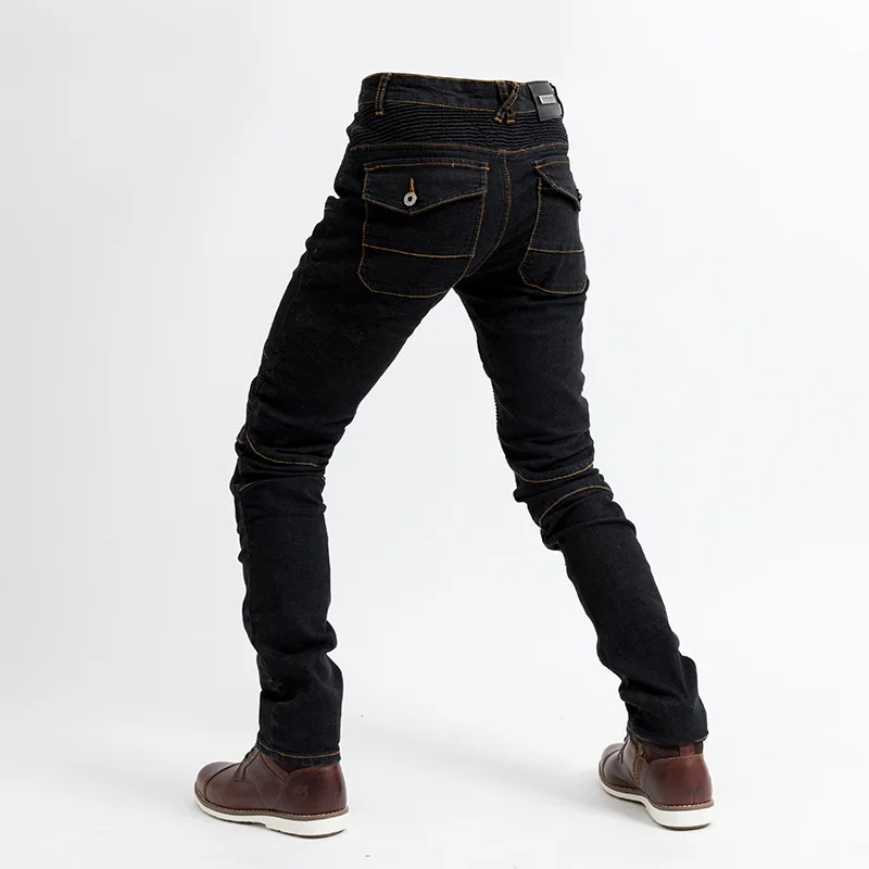 Men Jeans New Protective Gear Four Piece Set Jeans Professional Racing Pants Motorcycle Pants Full Length Pleated Denim Trousers
