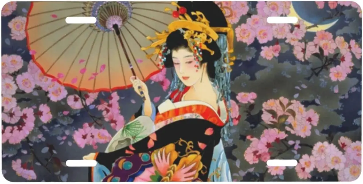 

Personalized License Plate,Japanese Geisha2 Aluminum License Plate for Car Easy Mounting Indoor/Outdoor 6 X 12 Inch