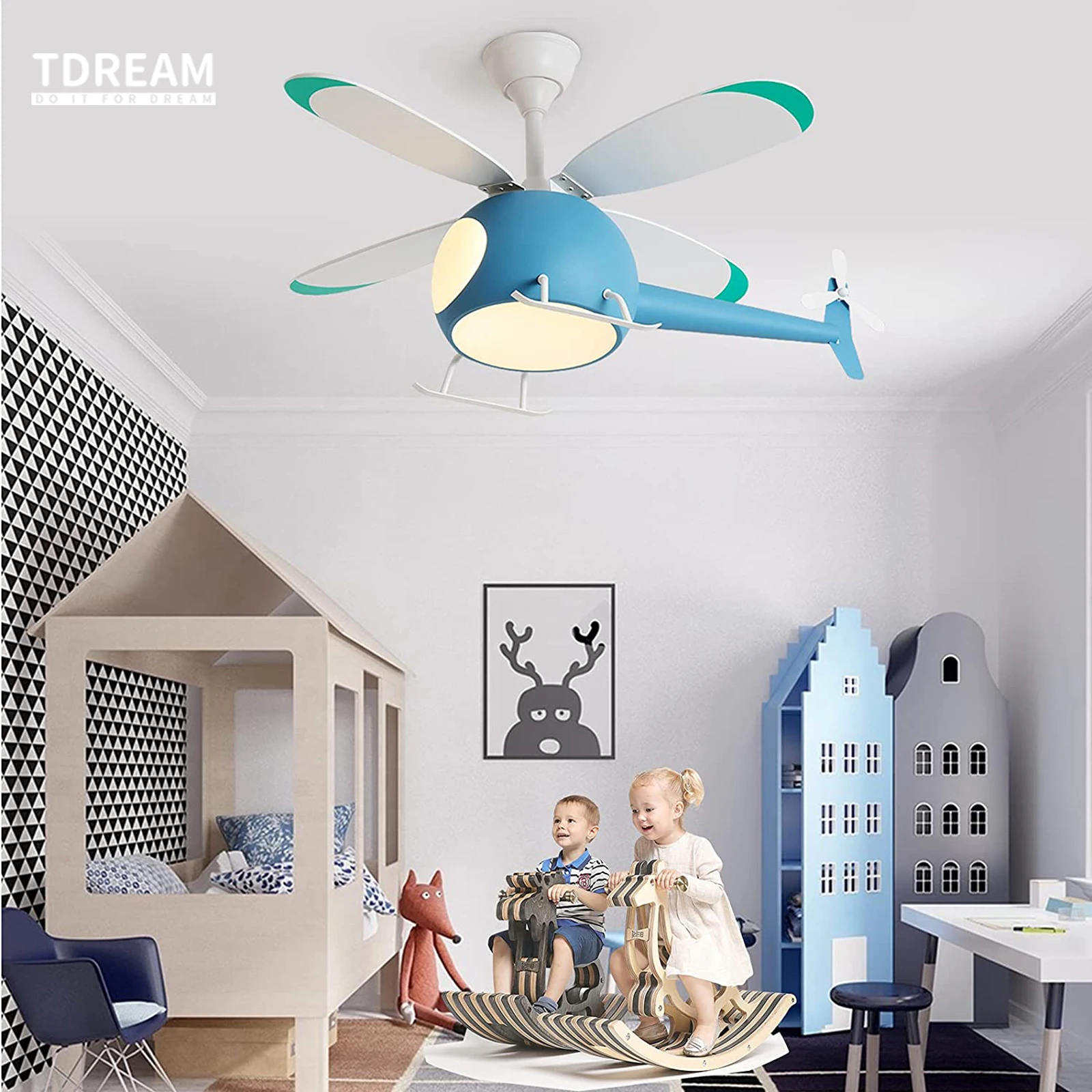 

Children's Room Lights Cartoon Airplane Bedroom Fan Lights Creative Simplicity Modern New Ceiling Fan Lights