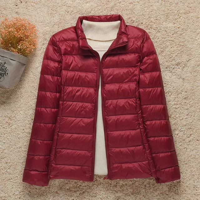 New Women Thin Down Jacket White Duck Down Ultralight Jackets Autumn And Winter Warm Coats Portable Outwear