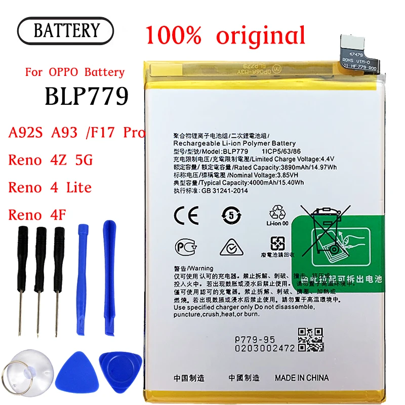 Enlarge Original Replacement BLP779 Battery For OPPO Reno 4 Reno4 Lite Z F17 Pro A92s A93 RENO4F Mobile Phone  Batteries Bateria