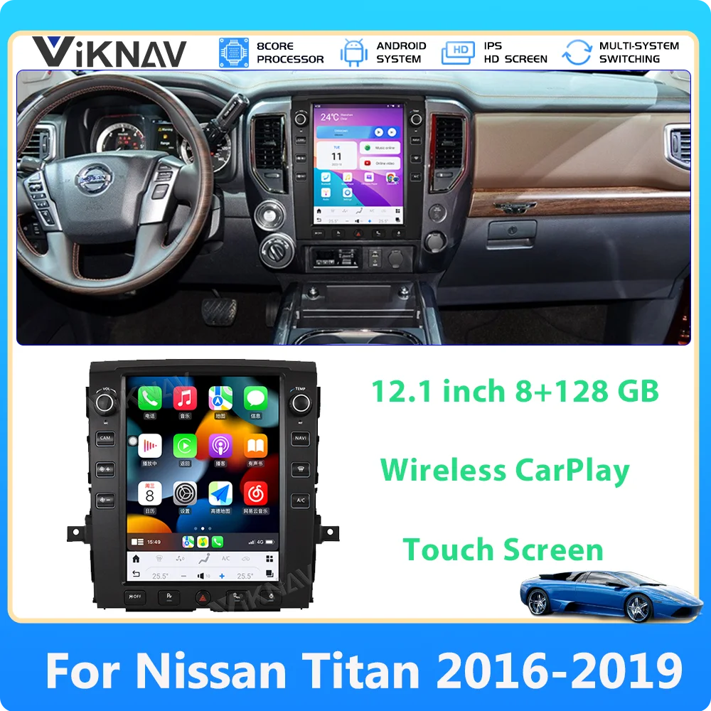

Мультимедийный плеер для Nissan Titan 2016-2019 Android 11,0, автомобильное радио 12,1 дюйма, беспроводное CarPlay, GPS-навигация, сенсорный экран
