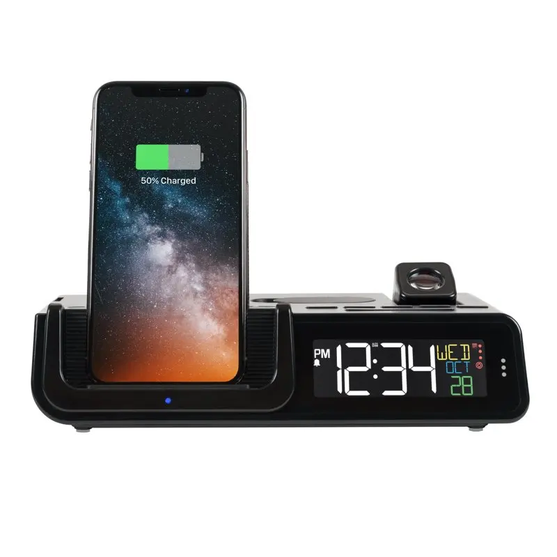 

Wattz 2.0 10-Watt Wireless Charging Station and Projection Alarm Black LED Clock, C75709