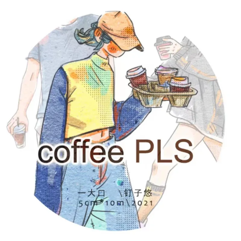 

Coffee Pls Washi PET Tape for Card Making DIY Scrapbooking Plan Decorative Sticker