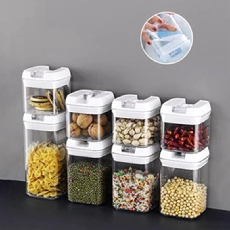 

7 Pcs Air Tight Food Storage Containers Clear Plastic Cereal Container With Easy Lock Lids Kitchen Storage