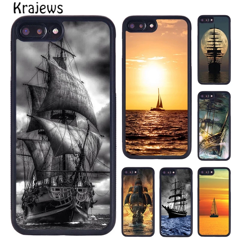 Красочный чехол krajew для телефона с изображением корабля и лодки iPhone 16 15 14 plus X XS XR 11
