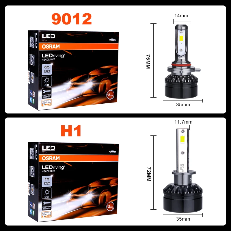 Лампа Ксеноновая OSRAM мини H7 H4 Led 9012 HIR2 высокое Яркость H1 HB2 9003 9005 9006 HB4 HB3 H11 6000K 12V