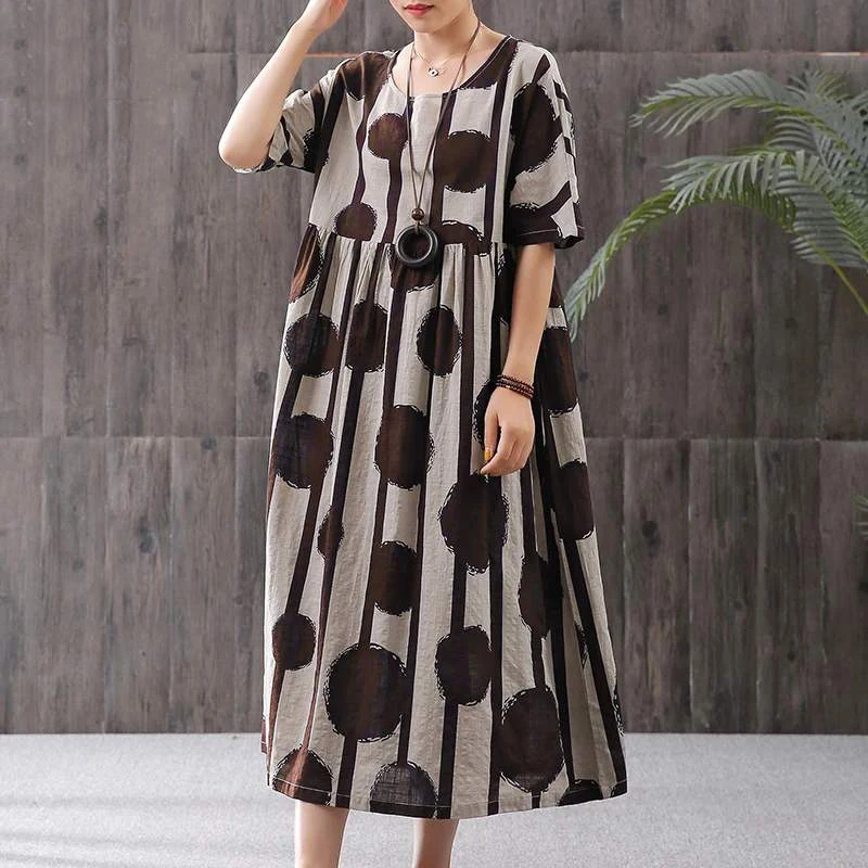 

Женское винтажное платье в горошек, Красное Длинное хлопковое платье большого размера в повседневном стиле, лето 2023