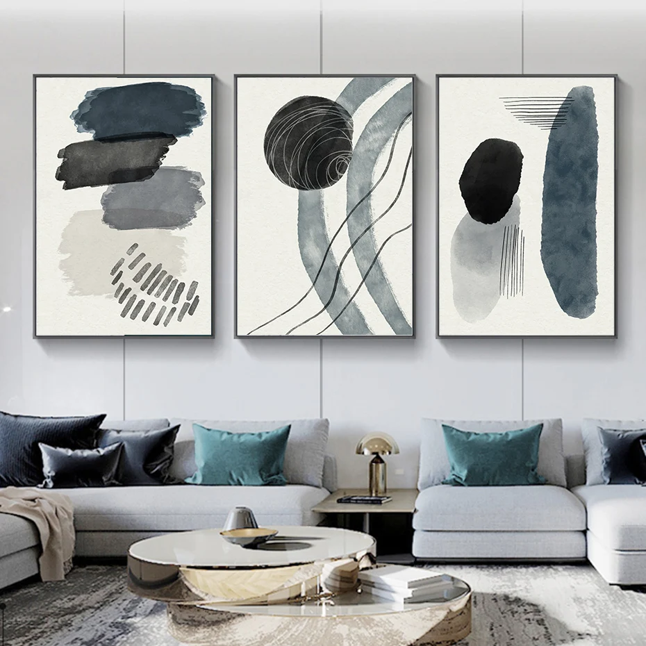 

Абстрактная линия геометрические акварельные современные плакаты Картина на холсте Художественная печать картины для гостиной интерьер д...