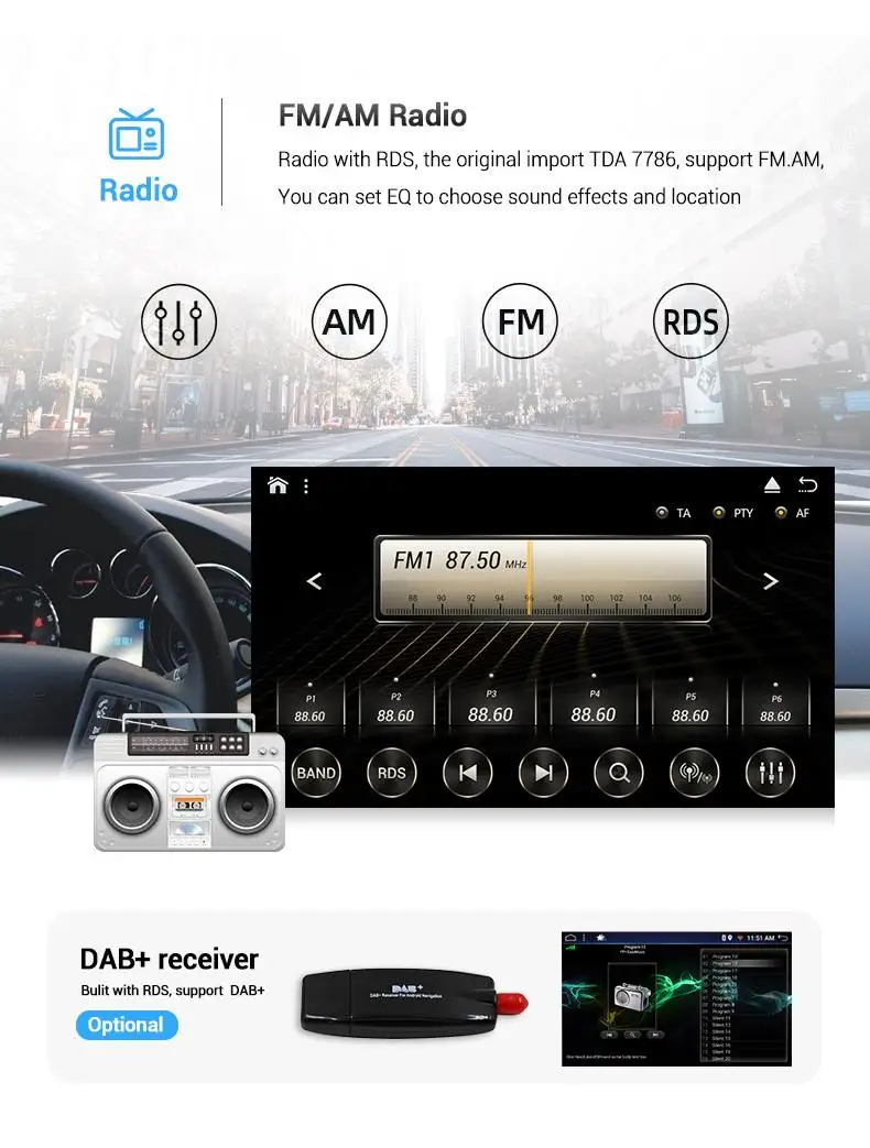9-дюймовый автомобильный аудиопроигрыватель и видеоплеер Android 12 0 IPS экран + 2.5D 8