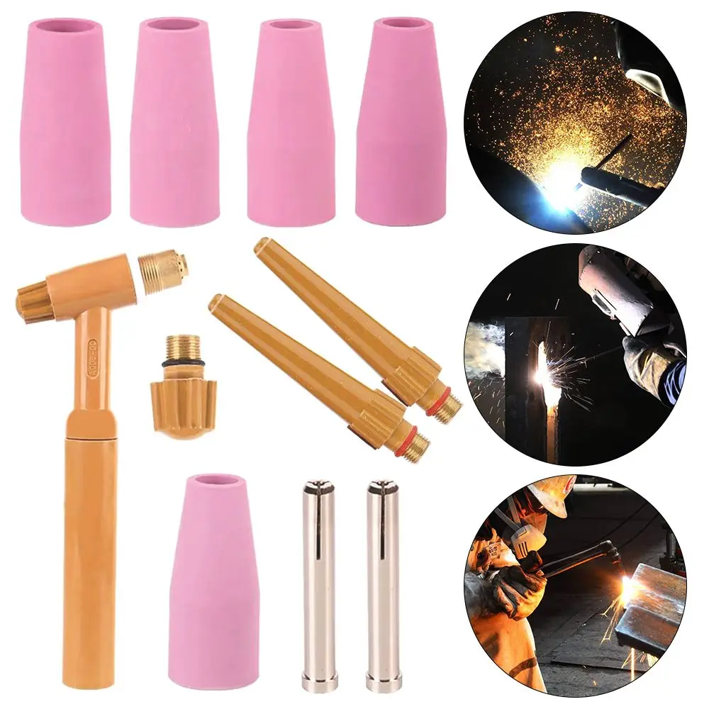 

2pcs 13/14/16/18x60mm QS/QQ500A Ceramic Nozzle Thickened Porcelain Nozzle Welding Torch Argon Arc TIG Welder