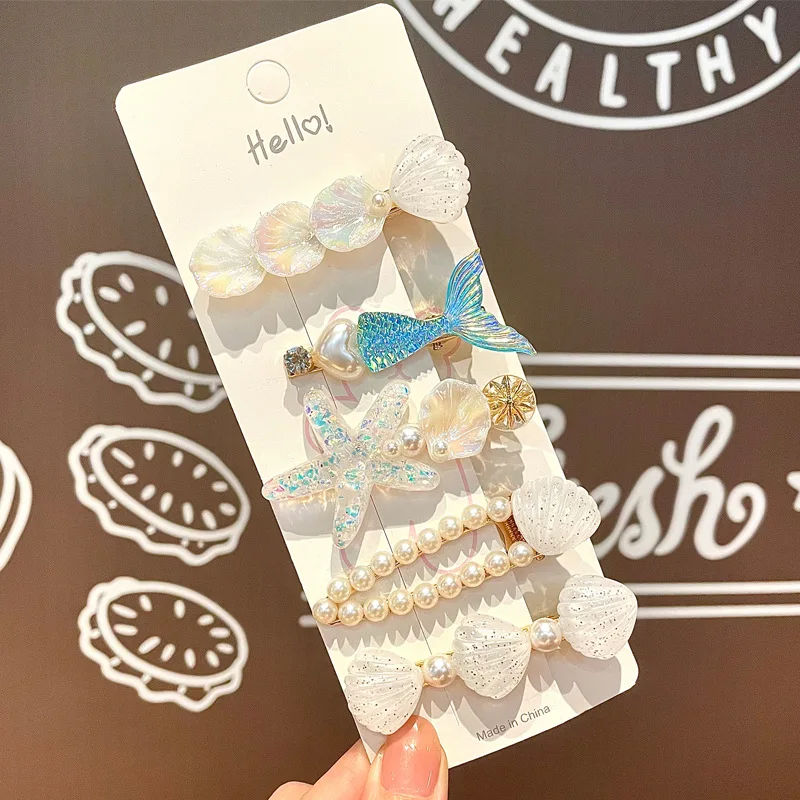 Летняя милая океанская принцесса с жемчугом морская звезда заколка для волос