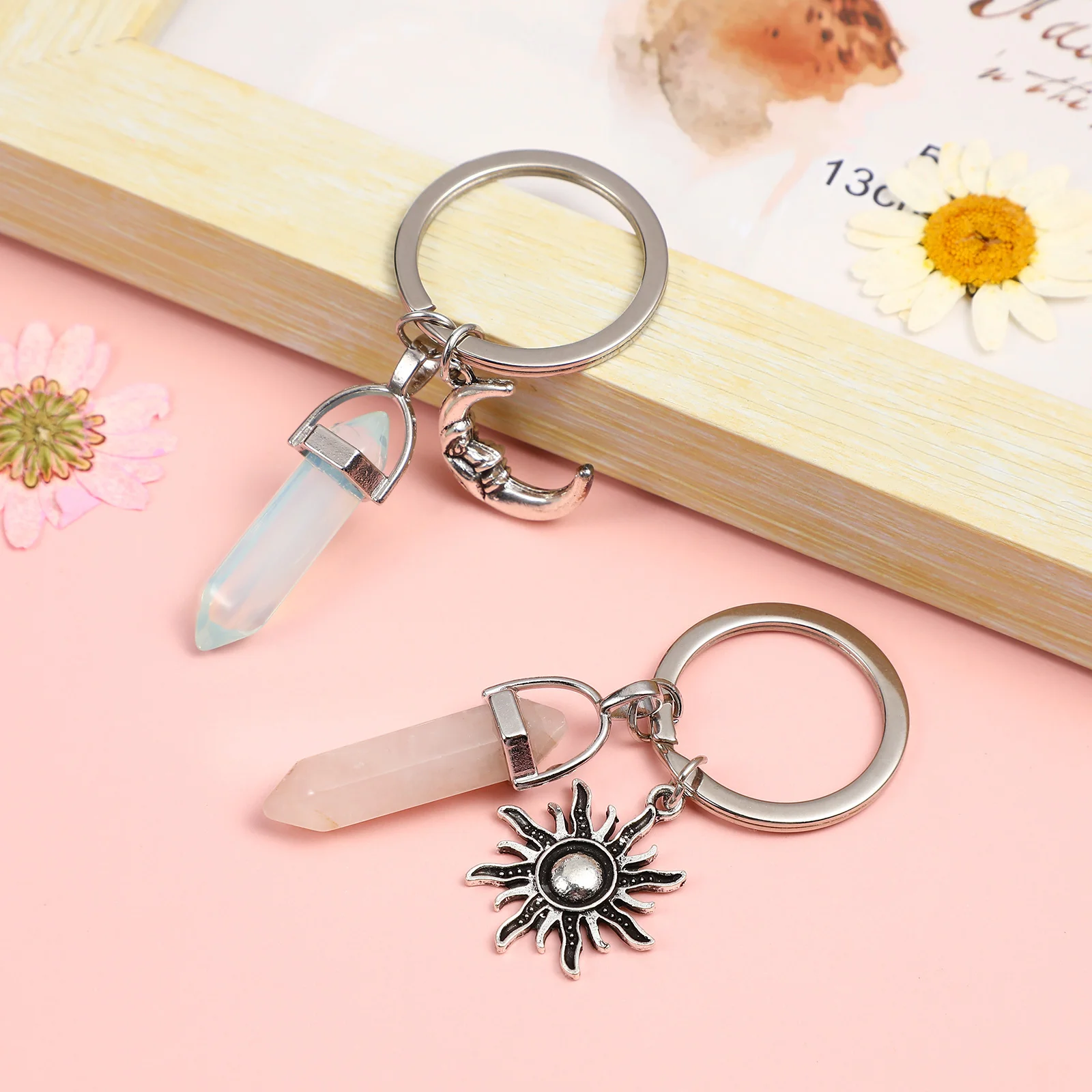 2 шт. брелок для пар эстетические кристаллы декор в виде луны девочек кольца