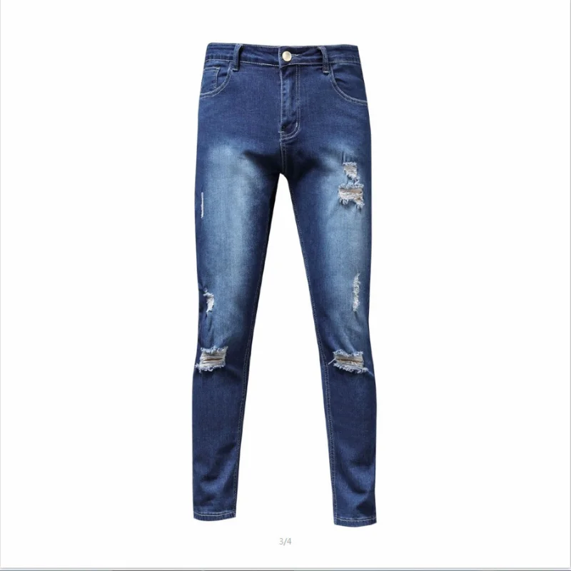 New Men's Jeans Slim Fit Stretch Four Seasons Blue Straight Wide Leg Jeans Fashion Men's Jeans Street Travel Leisure Sports Men