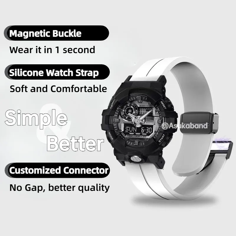 Фото Ремешок для часов с магнитной пряжкой для Casio для G-SHOCK GA-110 DW-5600 GWM-5610 DW-6900, силиконовый ремешок для часов 16 мм, браслет для мужчин и женщин №2