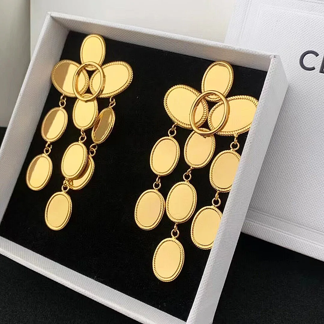 

Special European and American Style Exaggerated Leaves Creative Design Tassel Women's Earrings