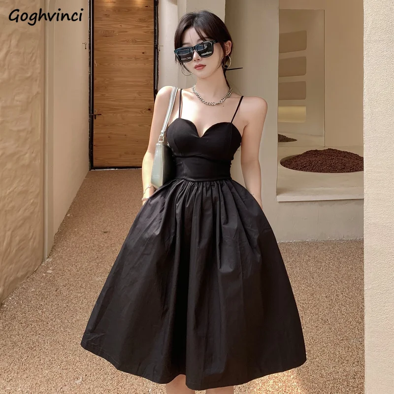 

Vintage French Style Sleeveless Ball Gown Dress Women Summer Princess Elegant Backless Design Temper Tender Romantic Chic Young