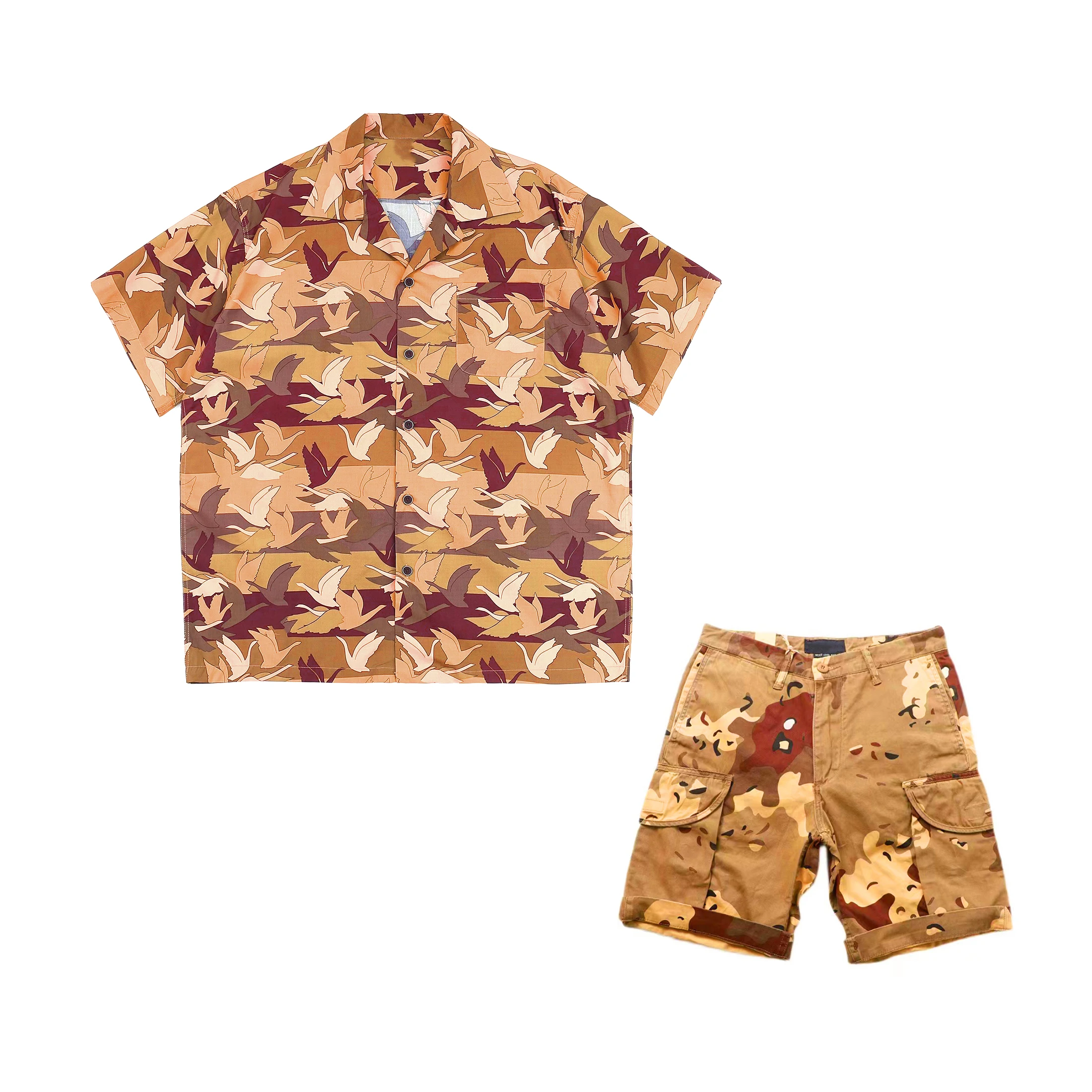 

NIGO 925 Silver Camo Short Sleeve Shirt Shorts Set Suit #nigo6685