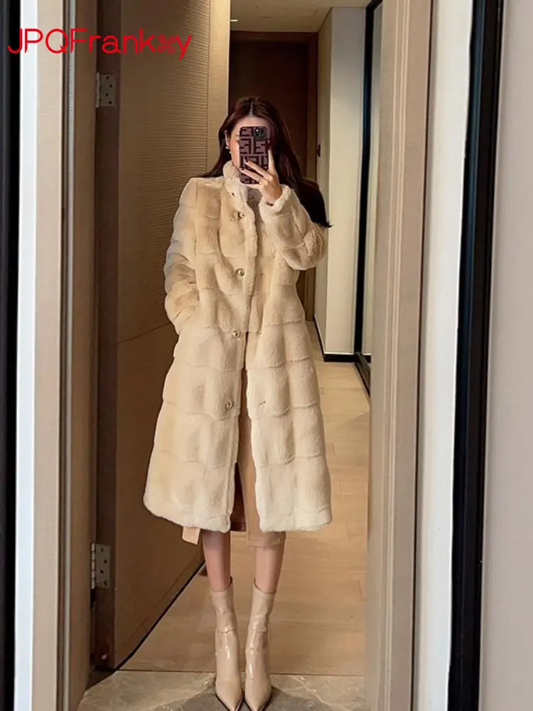 2022 Autumn/Winter New Danish Mink Slim Plush Coat Winter Mink Medium Long Heavy Versatile Young Coat