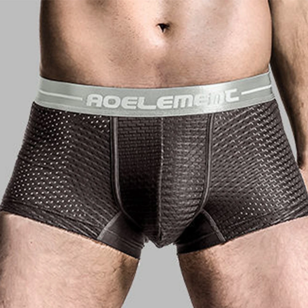 

Men's Mesh Boxer Briefs Sexy U Convex Panties Breathable Underwear Trunks Shorts Sports Ice Silk Underwear Boxershorts Men