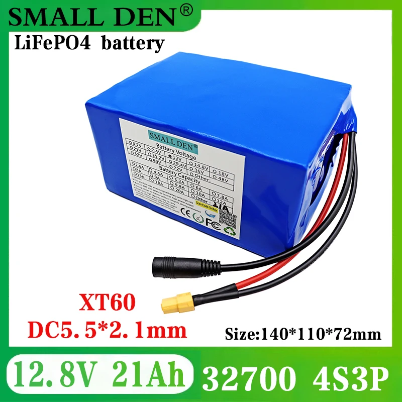 

Аккумуляторная батарея 32700 Lifepo4 4S3P, 12,8 В, 21 а/ч, 4S 40 А, а, сбалансированная система управления аккумулятором для электролодки, бесперебойный источник питания 12 В