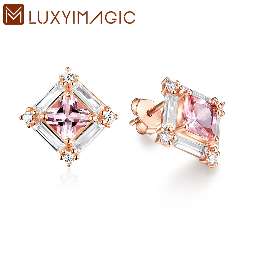 

Женские серьги из серебра 925 пробы с розовым цирконием