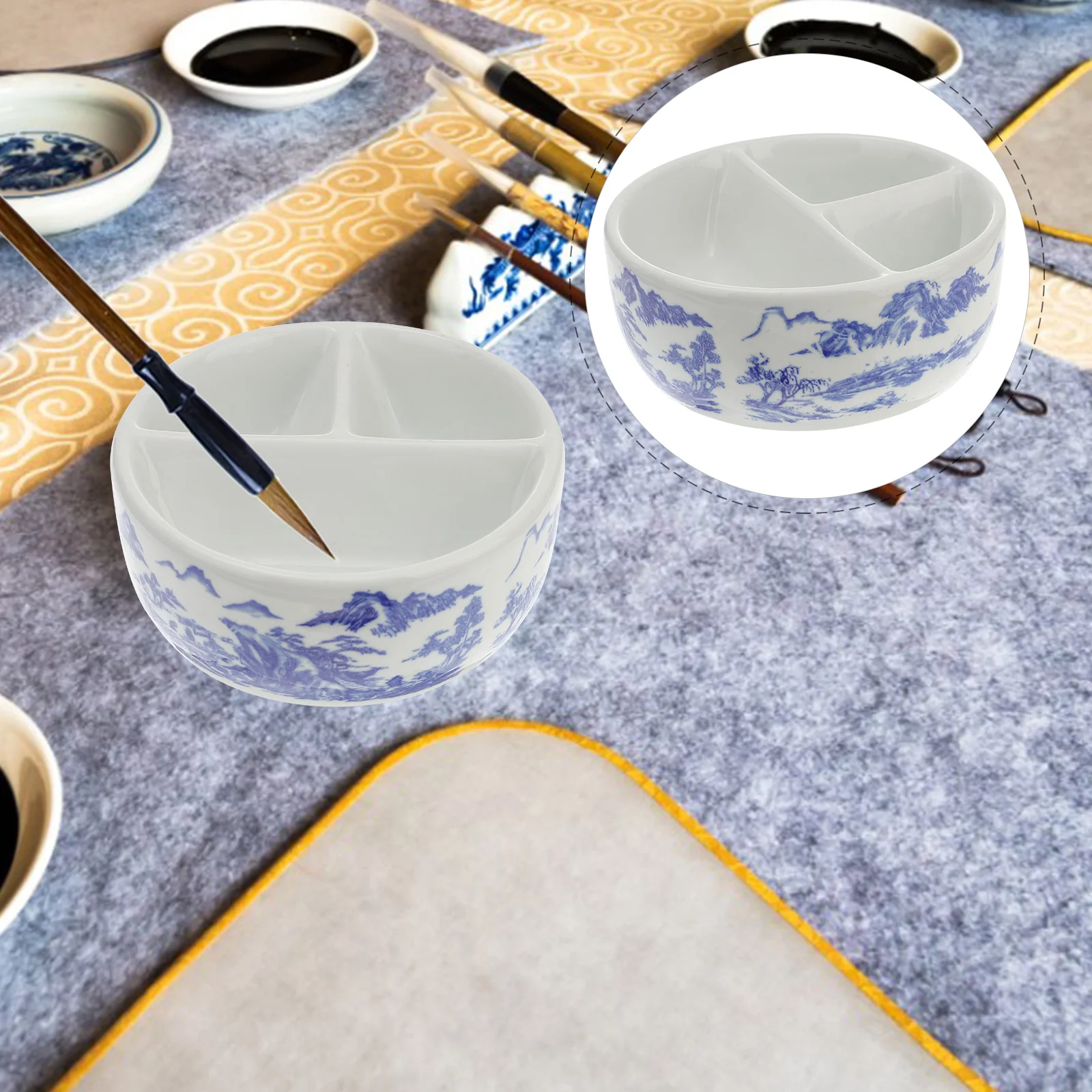 

Tray Mixingink Calligraphy Watercolor Dish Ceramic Color Brushsauce Dipping Inkwell Painting Porcelain Artist Bowl Dishes Plate