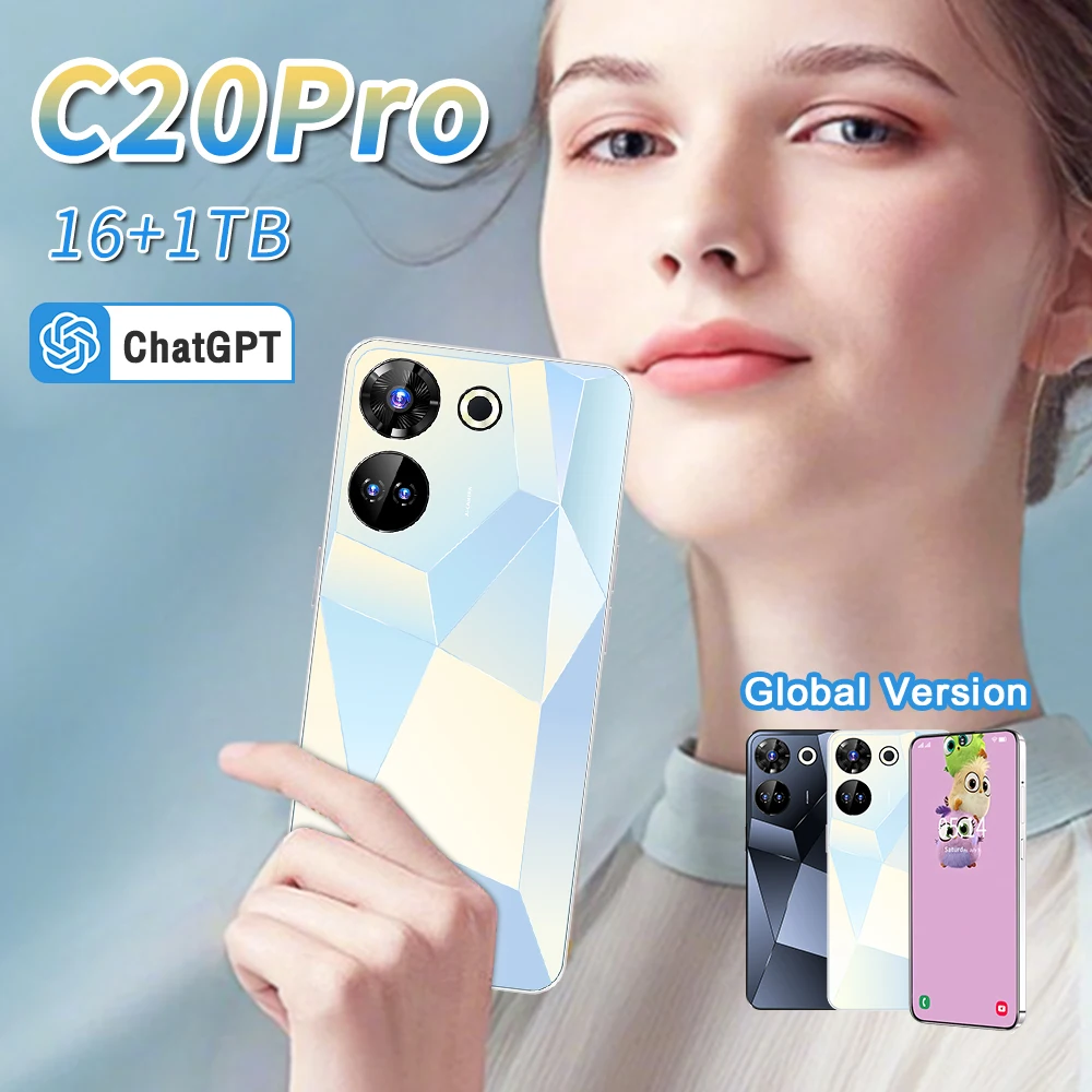 

2023 new C20pro 5g smartphone phone 16G+1TB cellphones 7.3inch hd screen cell phone Global Version mobile phone unlocked Phone