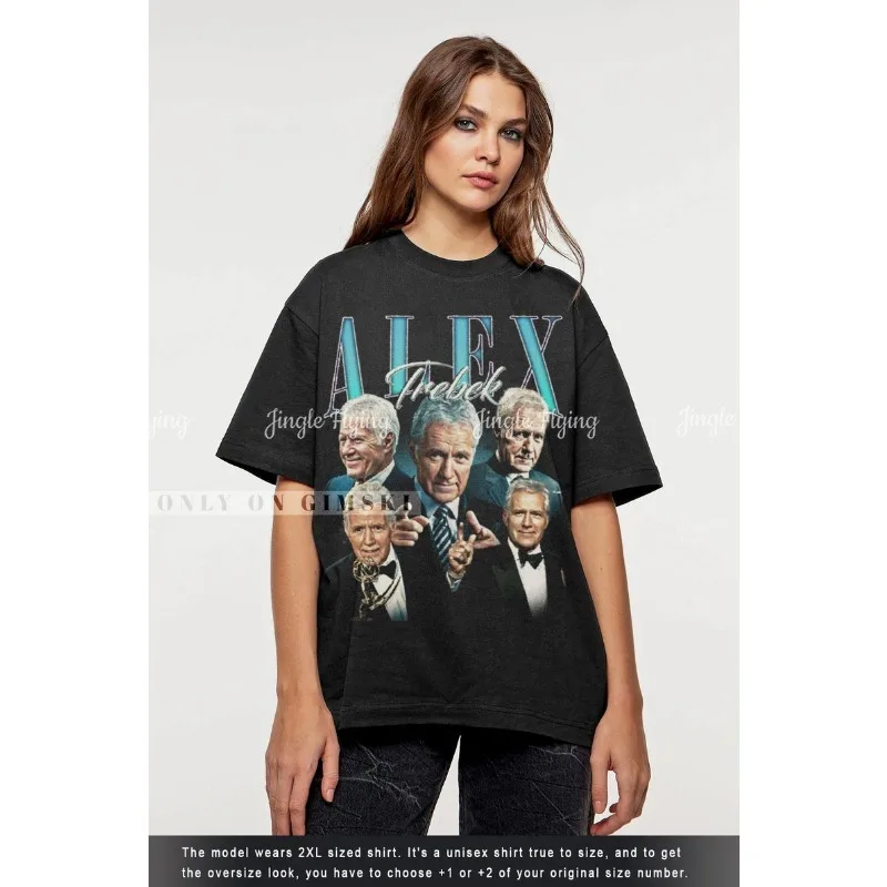 Ограниченная рубашка винтажная футболка с графическим рисунком Alex Trebek