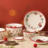 home christmas plate sets cute children plates ceramic tableware table decoration dishes vaisselle cuisine pratos de jantar