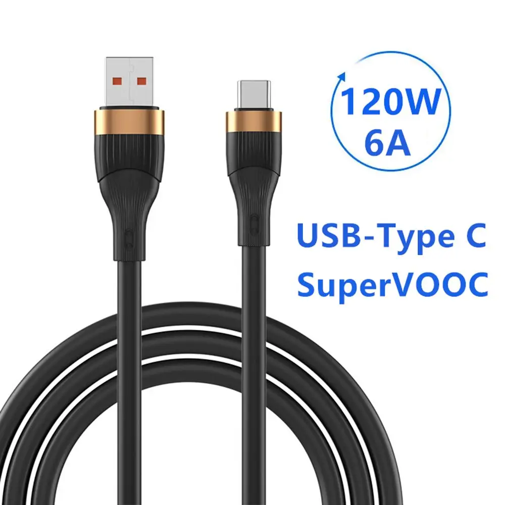 

6A USB Type C Cable 120W Fast Charging Data Line Super Speed Extra Thick For OPPO VIVO Oneplus Xiaomi Huawei Mobile Phone