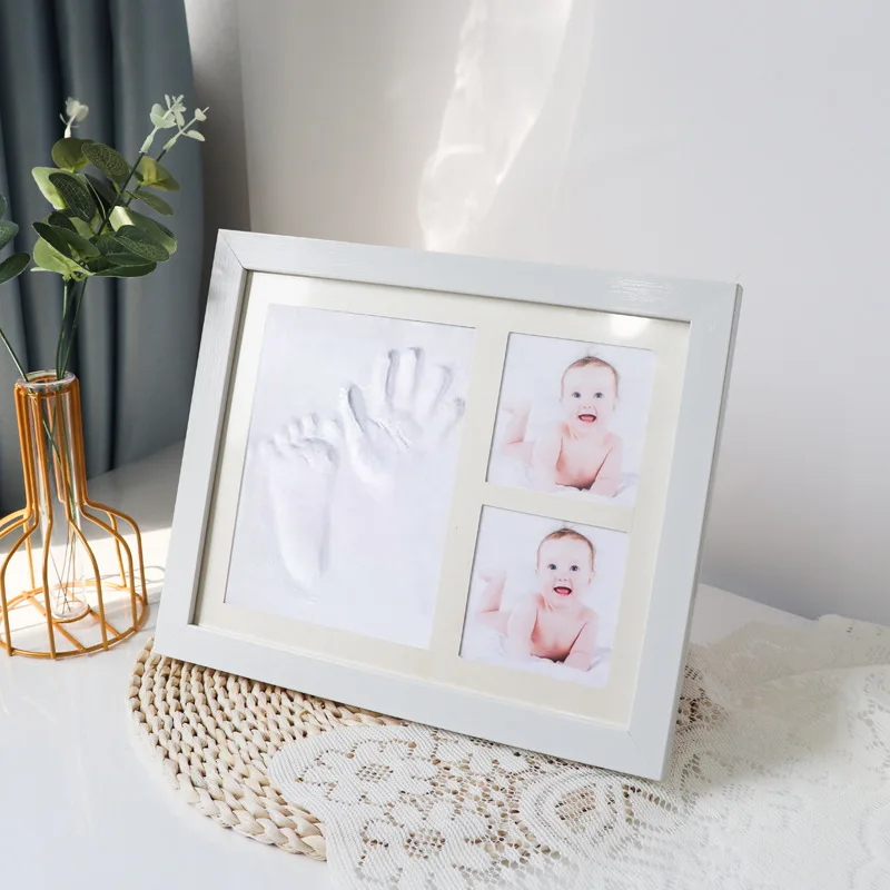 

Baby Hand And Foot Print Picture Frame Baby Full Moon Gift For Newborns Boys Girls Handprint Inkpad Set