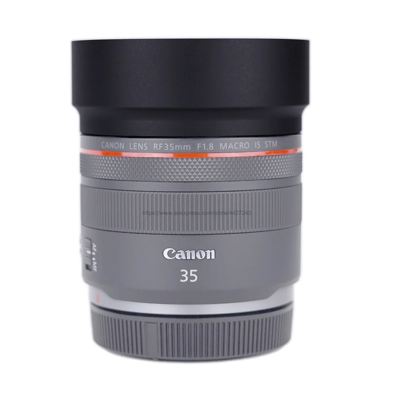 Алюминиевая бленда объектива для Canon RF 35 мм F1.8 Macro is STM на EOS R6 R5 RP, реверсивная бленда объектива, с бесплатной крышкой объектива, замена детско...
