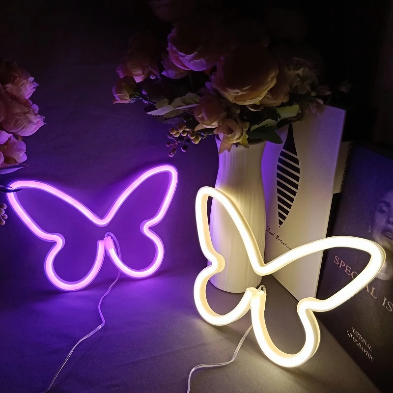 

Butterfly Neon Animal Logo Bedroom Night Lamp for Kids Happy Birthday Led Lights for Room Night Lighting Lamps Party Decoration