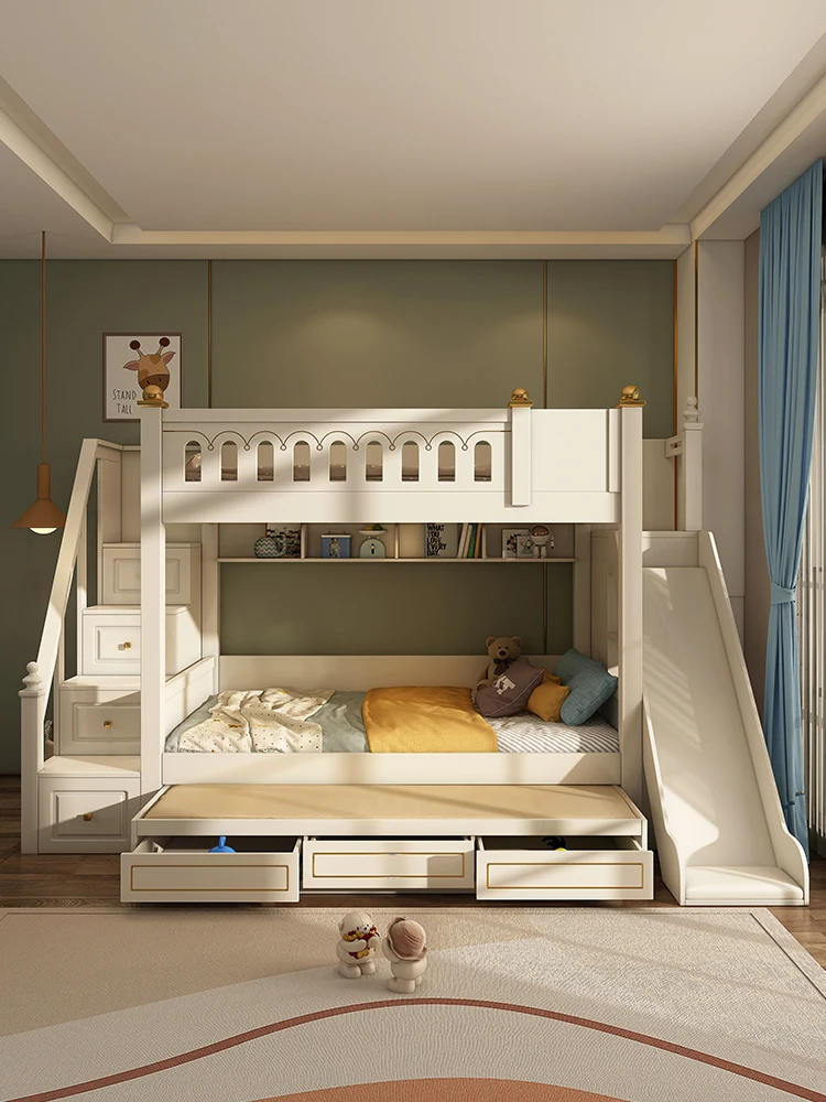 

Двухслойная кровать той же ширины, полноразмерная высокая и низкая кровать из массива дерева, маленькая резиновая детская кровать (оплата остатка)