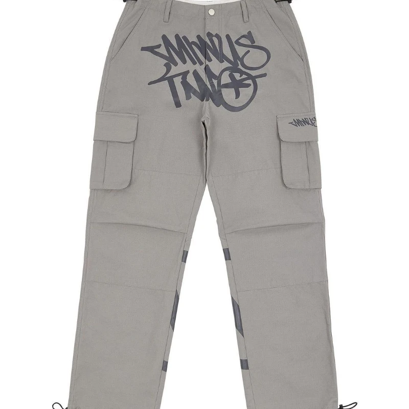 

Брюки-карго женские свободные с принтом букв, модные уличные длинные штаны с широкими штанинами, прямые брюки с завышенной талией и кармана...