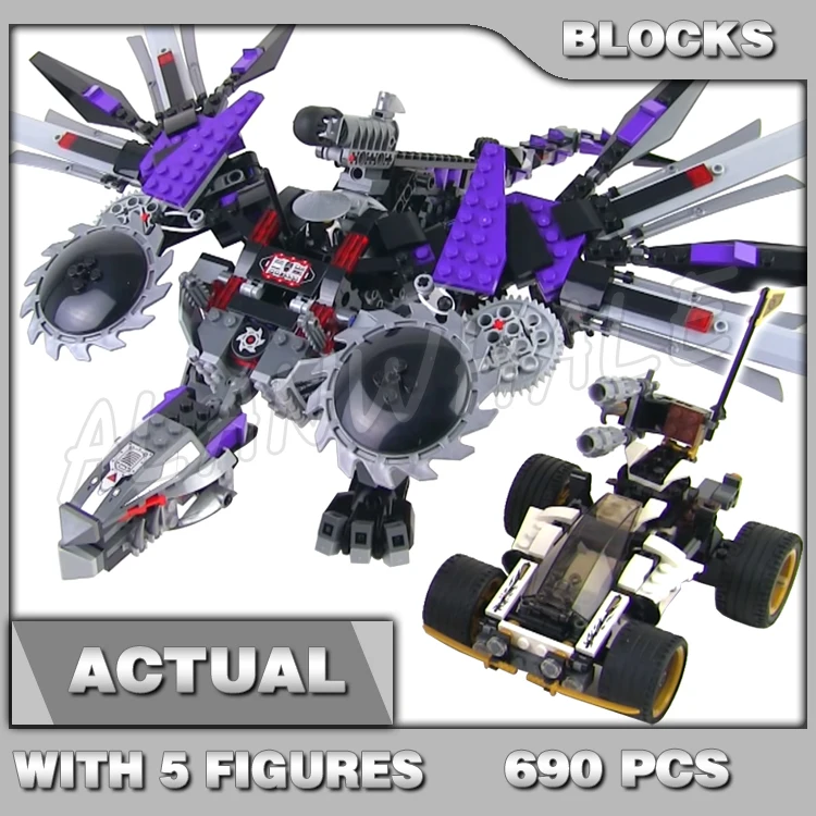 Фото 690 шт. Shinobi Nindroid Mech Dragon Spinning Wing Blades Gliders Nya Car 10224 Строительные блоки игрушки, совместимые с моделью №1