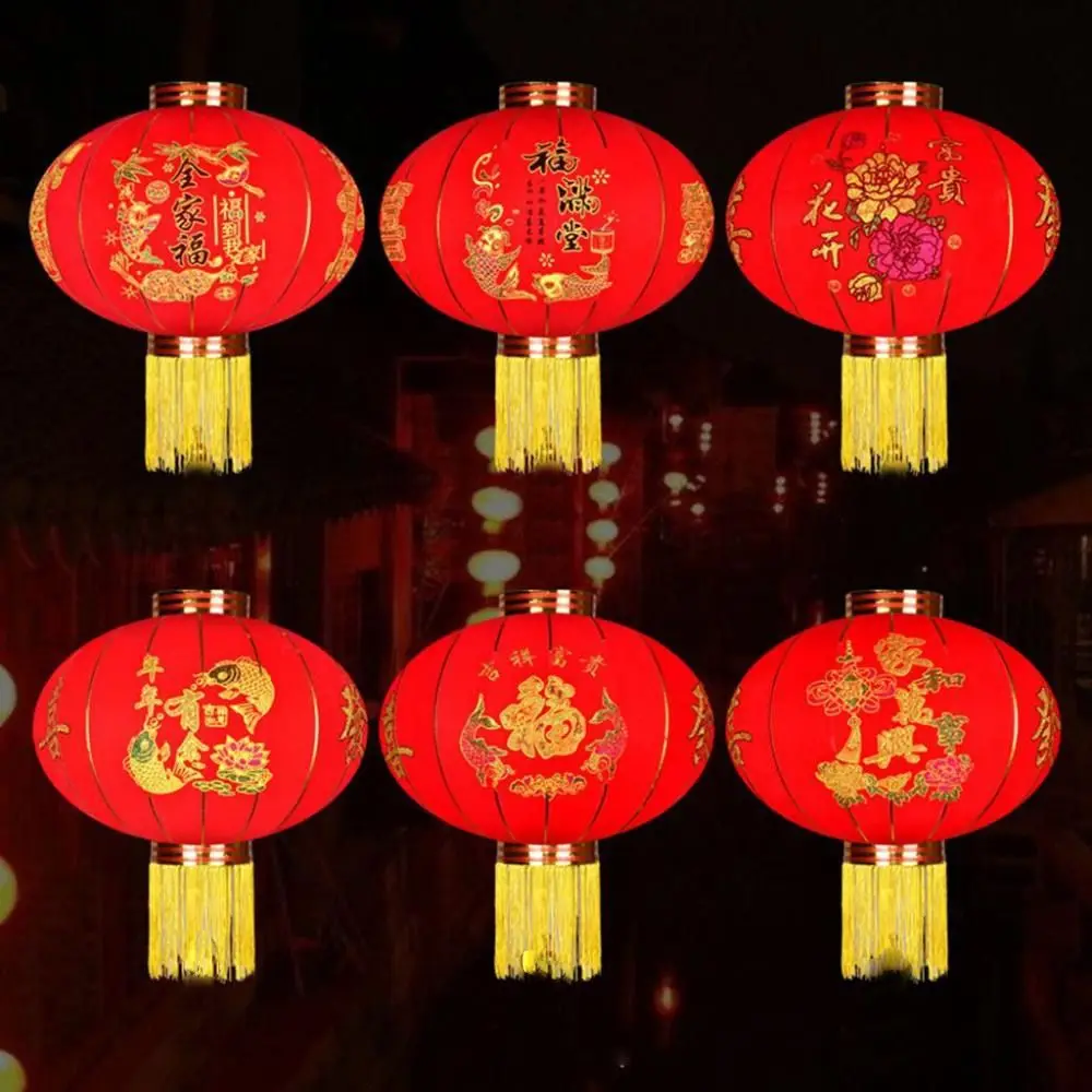 Фонарь в китайском стиле с флокированной тканью и стальной проволокой для