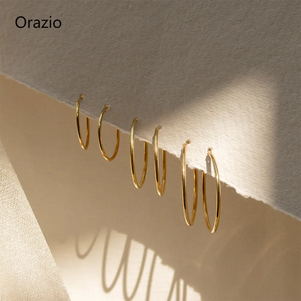 

Orazio Big Hoop Earring Women Korean Style Thin Stainless Steel Earring for Female Brand Earring Fashion Jewelry Gift Wholesale