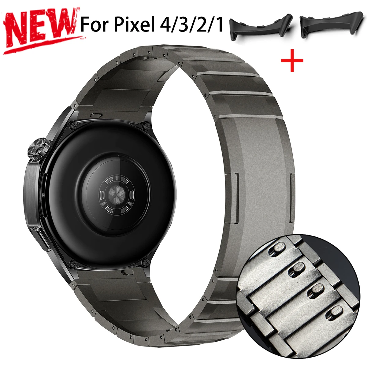 Фото Роскошный металлический ремешок для Google Pixel Watch 4/3/2/1 41 мм, быстросъемный браслет из нержавеющей стали для Pixel 4/3 45 мм, мужской деловой браслет №1