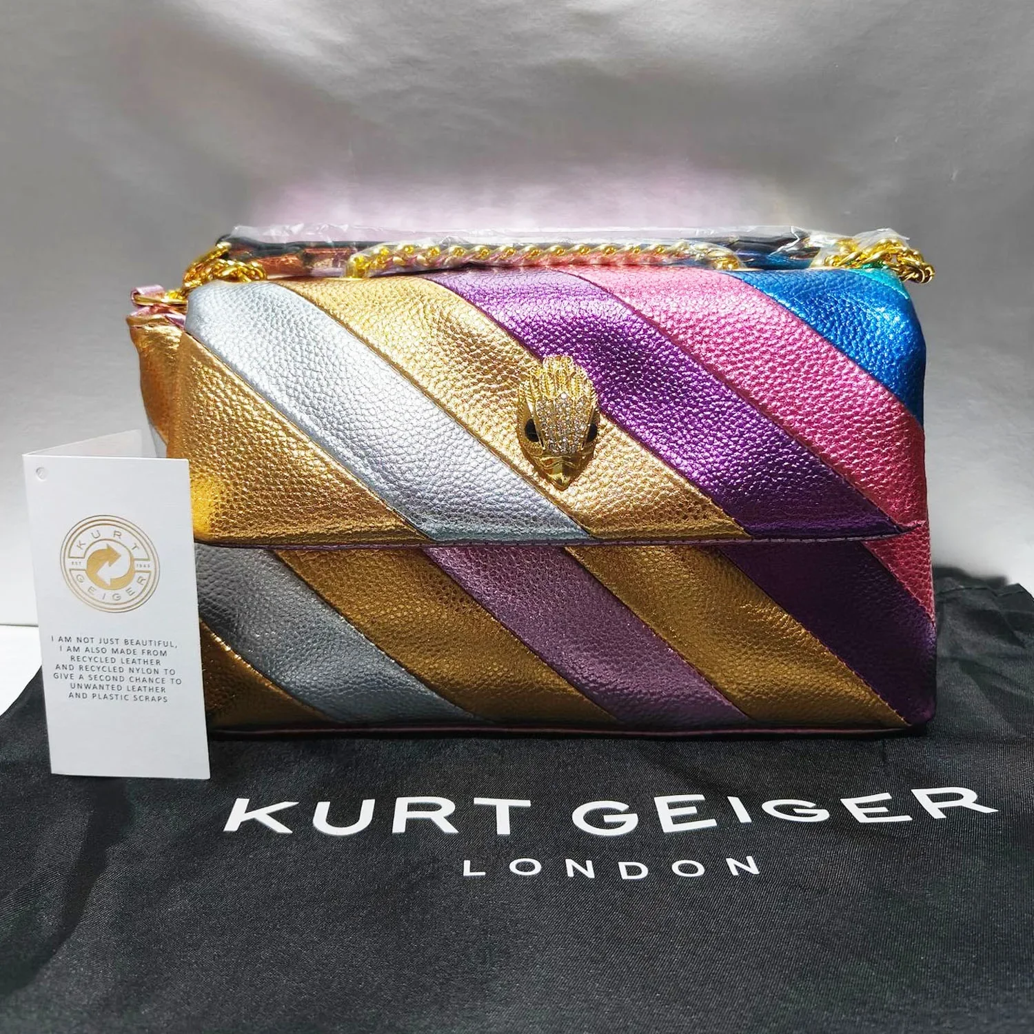 

Kurt G London Fashion Summer Rainbow Women Handbag Jointing Colorful Cross Body Bag Fashion Brand Design Patchwork Shoulder Bag